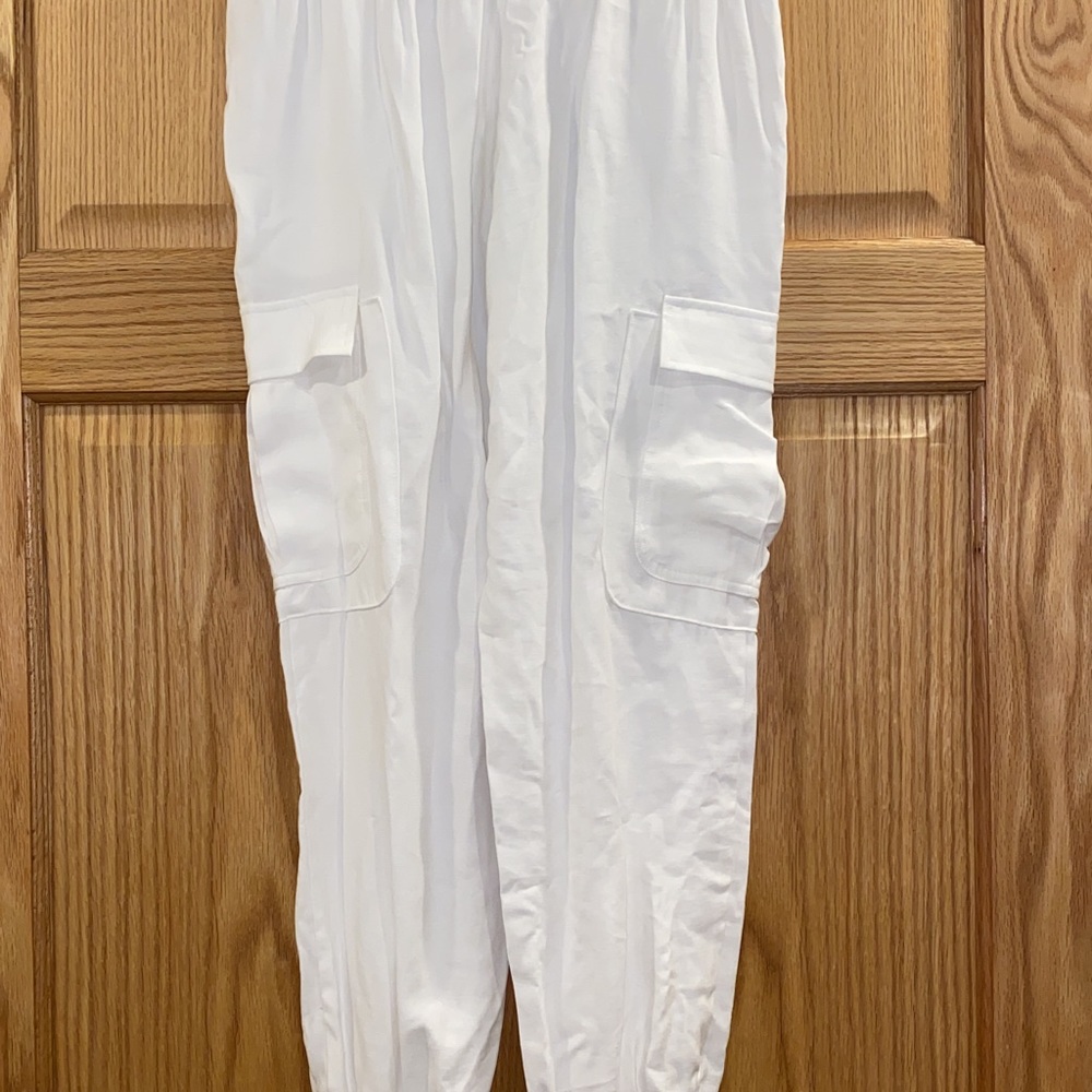 INC Womens Cargo High Rise Jogger Pants Ivory - Picture 3 of 8